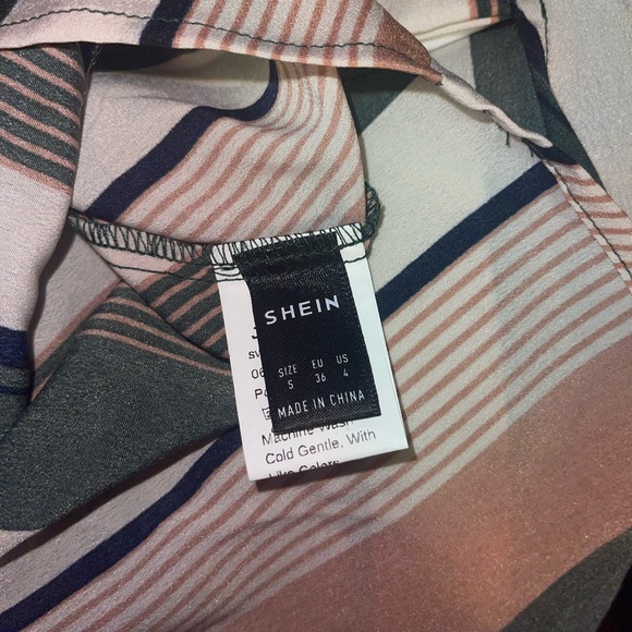 Size small blouse, multi-color, green, mauve, stripes. Casual. Business casual. - Picture 3 of 6